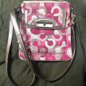 Coach Pink and White Sequin Crossbody Bag